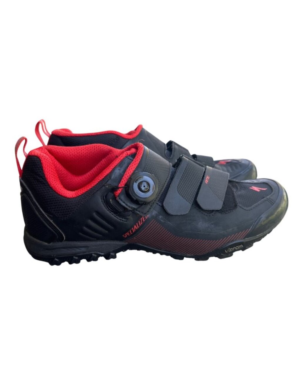 Specialized Rime Expert MTB Cycling Shoes Mens US 9 EU 42 Black Red Vibram SPD